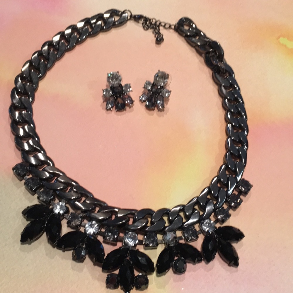 Beautiful black and silver bead statement necklace